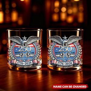 America 250th Anniversary Brother Hand Punch - Personalized Whiskey Glass