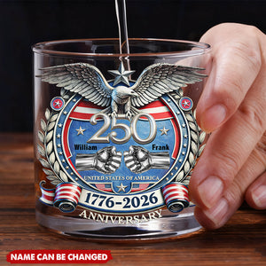 America 250th Anniversary Brother Hand Punch - Personalized Whiskey Glass