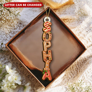Gingerbread Letter With Name For Family Kids - Personalized Family Wooden Ornament