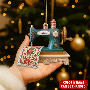 Personalized Sewing Machine Ornament โ Gift for Seamstress, Quilter, Sewing Lover