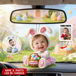 Easter Bunny Kid Car Ornament - Custom Photo Gifts For Kids