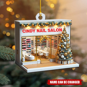 Personalized Nail Salon Nail Polish Bag Christmas Ornament - Gift For Nail Technician, Nail Lover