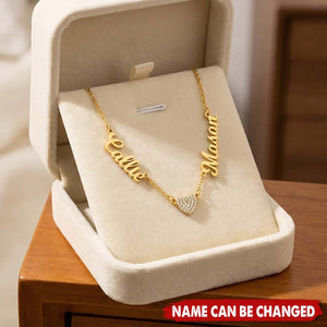 Personalized Name Pendants Pave Zircon Heart Necklace - Valentine's Day, Mother's Day Gift for Women