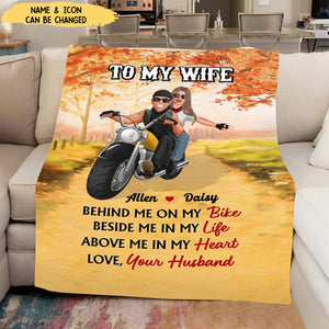 Biker Couple Behind Me On My Bike - Personalized Blanket