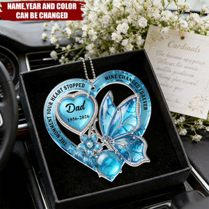 The Day You Left, My Heart Was Never The Same - Personalized Acrylic Car Hanger, Memorial Gift