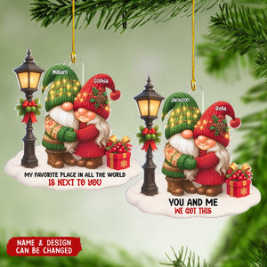 Dwarf Christmas Couple Growing Old Together Personalized Acrylic Ornament