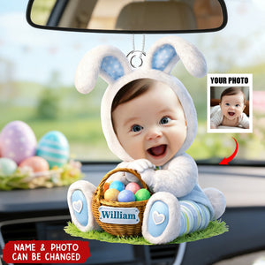 Easter Bunny Kid Car Ornament - Custom Photo Gifts For Kids