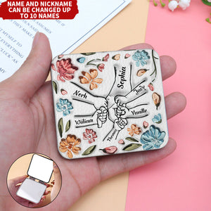 Hand In Hand, I Will Always Protect You - Gift For Mom, Grandma Personalized Square Compact Mirror