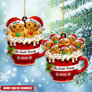 Gingerbread Family - Personalized Christmas Acrylic Ornament