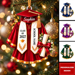 Personalized Acrylic Graduation Cap and Gown Ornament,Christmas Ornament, Graduation Gift