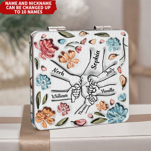 Hand In Hand, I Will Always Protect You - Gift For Mom, Grandma Personalized Square Compact Mirror