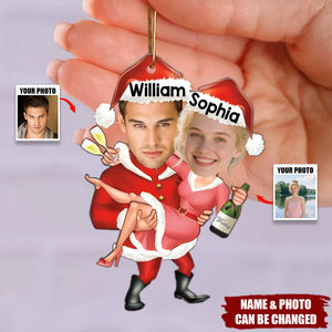 Santa Couple Celebration - Personalized Couple Acrylic Ornament