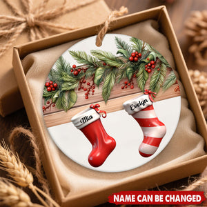 Family Christmas Stockings Personalized Ceramic Ornament