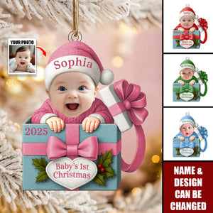 Baby Christmas Gift Box Acrylic Ornament, Funny Newborn First Christmas Gift