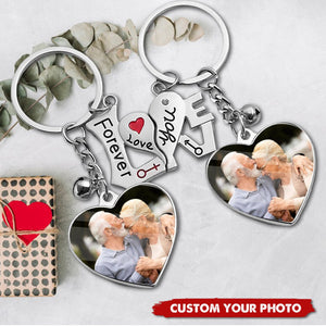 Couple Photo Heart Pendant Personalized Keychain, Valentine's Day Gift