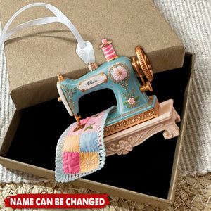 Sewing Machine Quilter Personalized Christmas Acrylic Ornament - Seamstress Gift