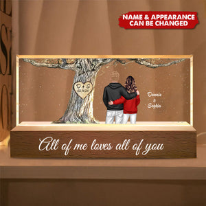 Couple Back View Engraved Tree Personalized Acrylic Block LED Night Light, Valentine's Day Gift, Anniversary Gift for Him for Her