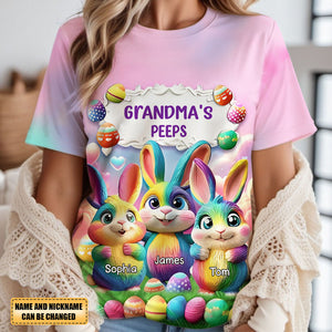 Personalized Easter Gift Rainbow Bunny All-over Print T-Shirt - Gift For Grandma