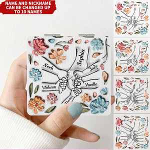 Hand In Hand, I Will Always Protect You - Gift For Mom, Grandma Personalized Square Compact Mirror