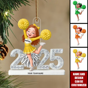 3D Shining Effect Christmas Cheerleader - Personalized Acrylic Ornament - Christmas Gift For Cheerleaders