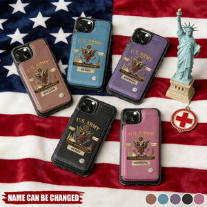 U.S. Army 250th Anniversary Personalized Military Leather Wallet Phone Case