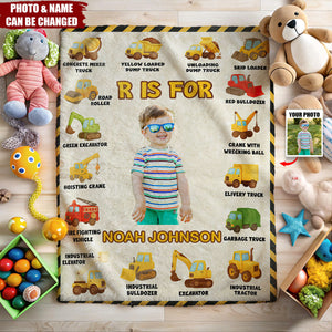 Custom Photo Personalized Vehicle Construction Blanket - Gift For Truck Lover, Excavator Lover