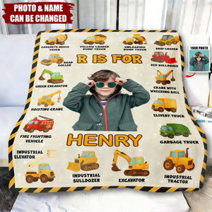 Custom Photo Personalized Vehicle Construction Blanket - Gift For Truck Lover, Excavator Lover