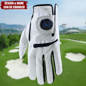 Personalized Initials Breathable PU Leather Best Man Golf Glove