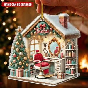 Hair Salon Christmas Tree Personalized Ornament, Gift For Hairdresser