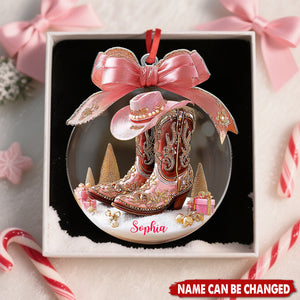 Cowgirl Boots - Personalized Christmas Acrylic Ornament
