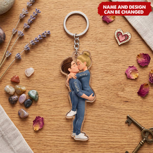 Kissing Couple - Personalized Keychain, Gift for Couple