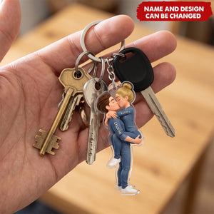 Kissing Couple - Personalized Keychain, Gift for Couple