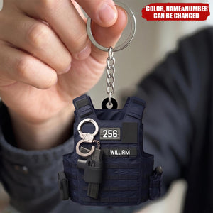 Personalized Police Bulletproof Vest Acrylic Keychain