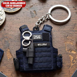 Personalized Police Bulletproof Vest Acrylic Keychain