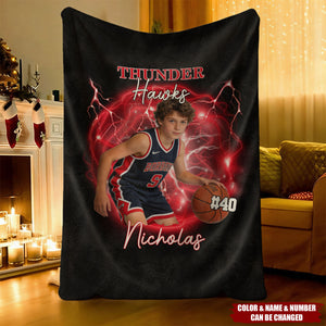 Personalized Photo Blanket - Sport Lovers - Basketball, Football, Baseball, Soccer, Or Softball Boy, Girls