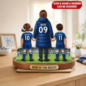 Mum Of The Match - Personalised 2-Layered Wooden Plaque – Gift For Football Mum