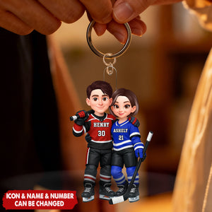 Hockey Couple I'll Always Be Your Biggest Fan Custom Action Figure - Personalized Acrylic Keychain