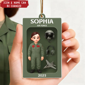 Military Action Figure - Personalized Acrylic Ornament - Special Gift For The Military
