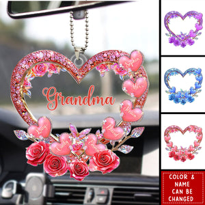 Grandma's Mom's Sweethearts - Personalized Grandma Custom Shaped Car Ornament