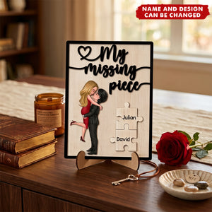 My Missing Piece Occupation Couple- Personalized 2-Layered Wooden Plaque With Stand, Valentine's Day Gift For Couple