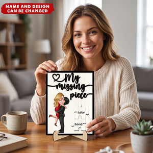 My Missing Piece Occupation Couple- Personalized 2-Layered Wooden Plaque With Stand, Valentine's Day Gift For Couple