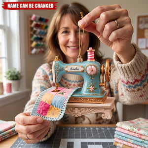 Sewing Machine Quilter Personalized Christmas Acrylic Ornament - Seamstress Gift