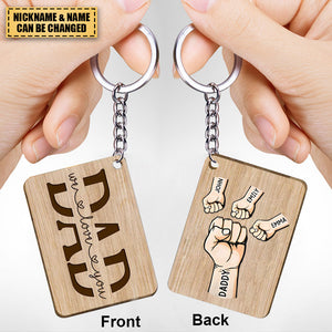 Best Dad Ever - Family Fist Bump - Father‘s Day Personalized Wooden Keychain