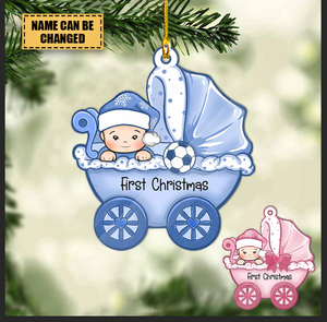 Baby's First Christmas, Baby Carriage, Christmas Shaped Ornament, Custom Gift for Baby
