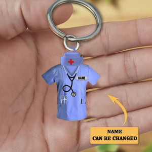 Personalized Nurse And Hat Scrubs - Gift for nurse Acrylic Keychain