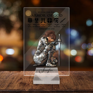 Personalized Custom Name, Skin Tone And Hairstyles Woman Warrior Of God of God Put On The Full Armor of God Ephesians 6-10 Acrylic Plaque