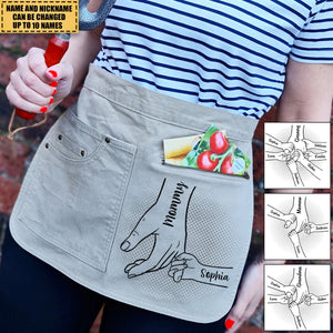 Mom Nana Kids Hand in Hand, I Will Always Protect You Personalized Gardening apron