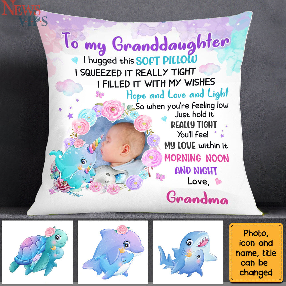 Personalized To My Granddaughter Sea Animal Photo Pillow