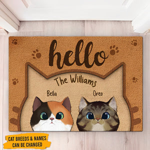 Hello Human, Welcome To Our Home - Cat Personalized Custom Decorative Mat - Gift For Pet Owners, Pet Lovers