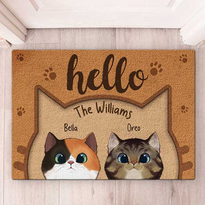 Hello Human, Welcome To Our Home - Cat Personalized Custom Decorative Mat - Gift For Pet Owners, Pet Lovers